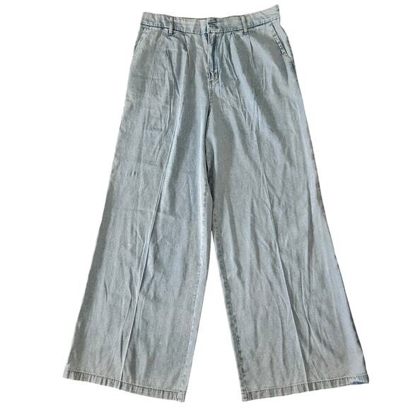 Sincerely Jules High Waisted Pleated Wide Leg Trouser Pants Women's 11/30 Blue - Picture 4 of 7